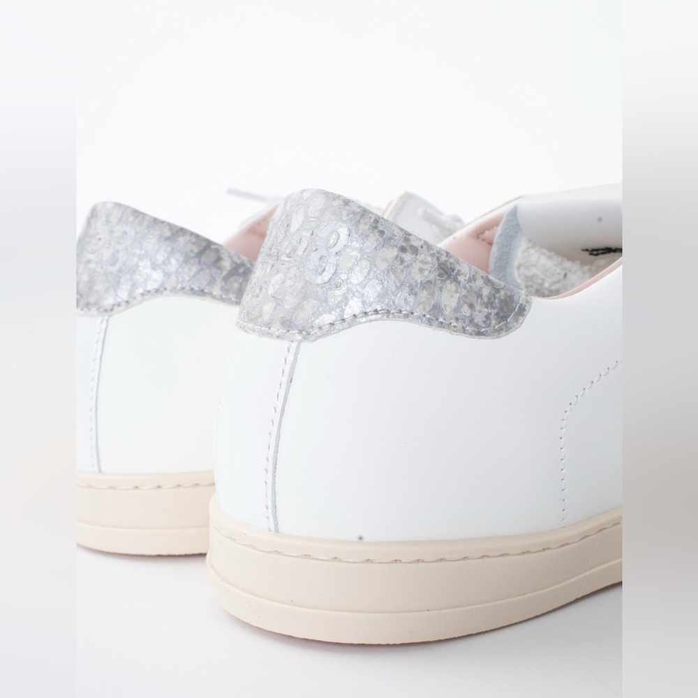P448 John Silver White Sneakers with Pink Soles & Gray Laces - Size 37 - Picture 7 of 16